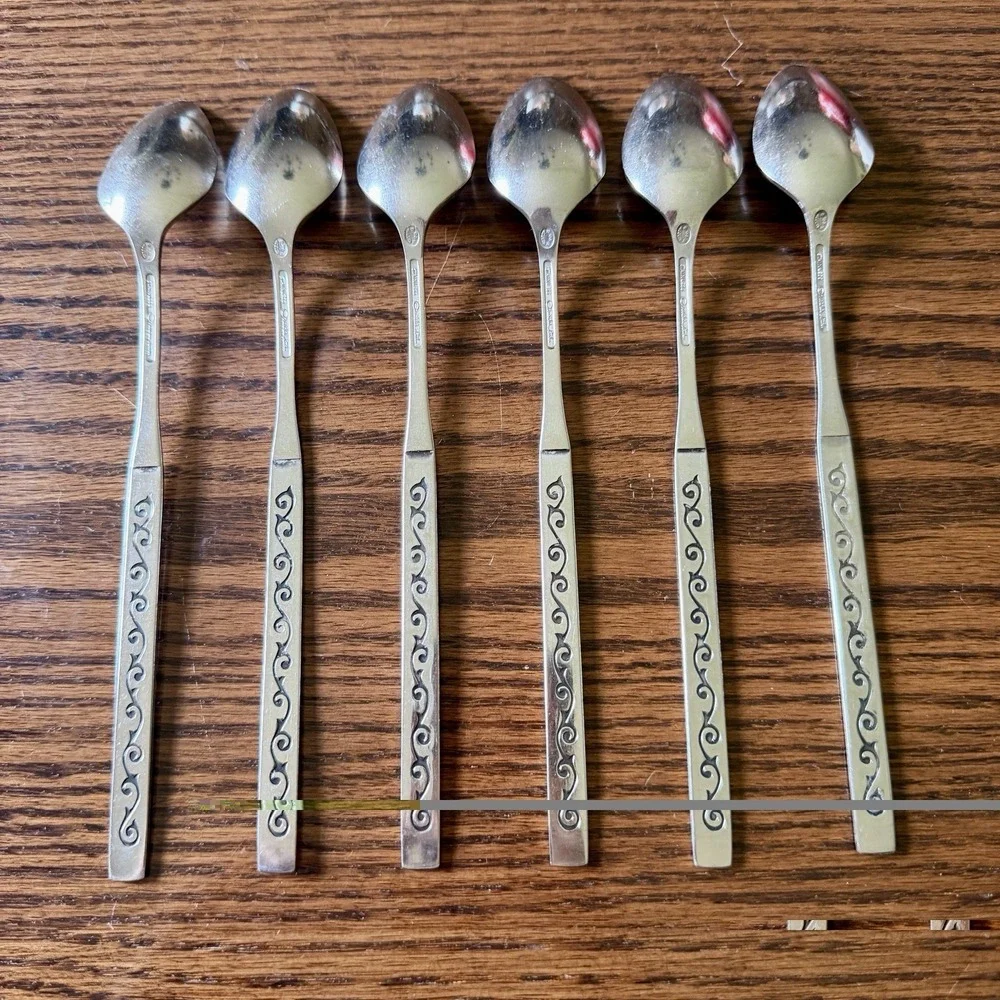 Oneida SPANISH‎ COURT Iced Tea Spoons Stainless Steel Flatware 1881 Rogers